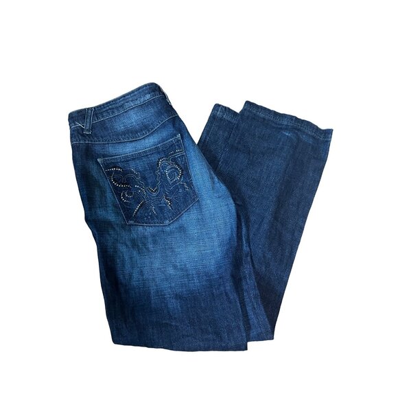 Antik Jeans Size 38 Denim Straight Leg Jeans Mid Rise Embellished Pockets Mens - Picture 3 of 9